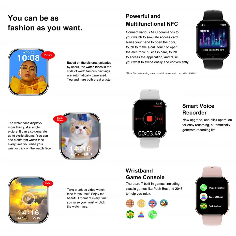 NEW Smart Watch Series 10 Men Blood Pressure BT Call NFC Sleep Monitoring Wireless Charge Women Sport Smartwatch for IOS Android